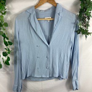 Frank and Oak button up long sleeve baby blue top